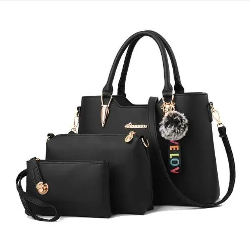 

Luxury Women PU Leather Handbags Large Capacity Ladies Tote Shoulder Bags Designer 3 Pieces Set Crossbody Bags Female