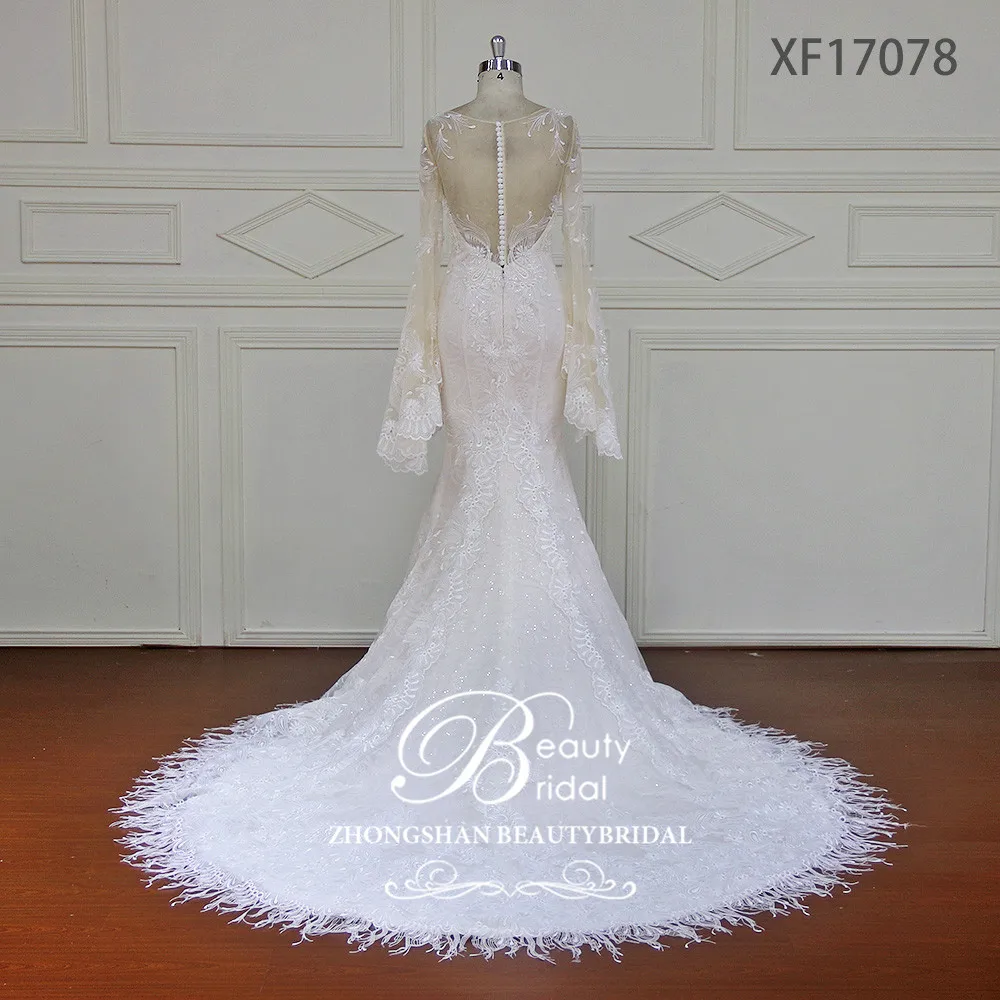 Кружевное свадебное платье Русалка на пуговицах XF17078|mermaid wedding dresses|bridal gownvestidos de