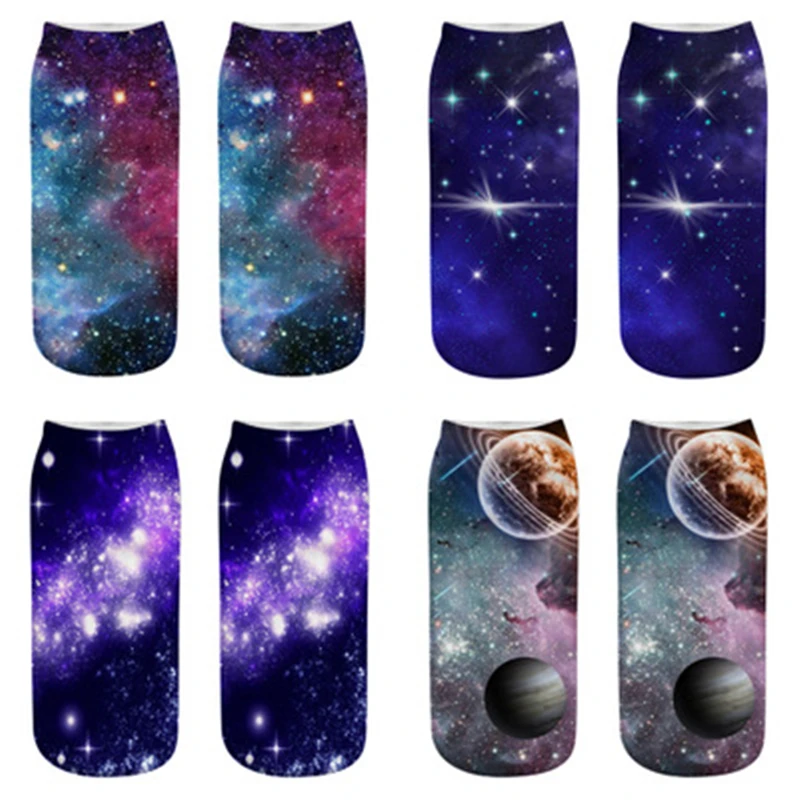 

3D Printing Women Socks Starry Sky Art Socks Fashion Unisex Christmas Funny Low Ankle Socks Chaussette Femme Calcetines Mujer