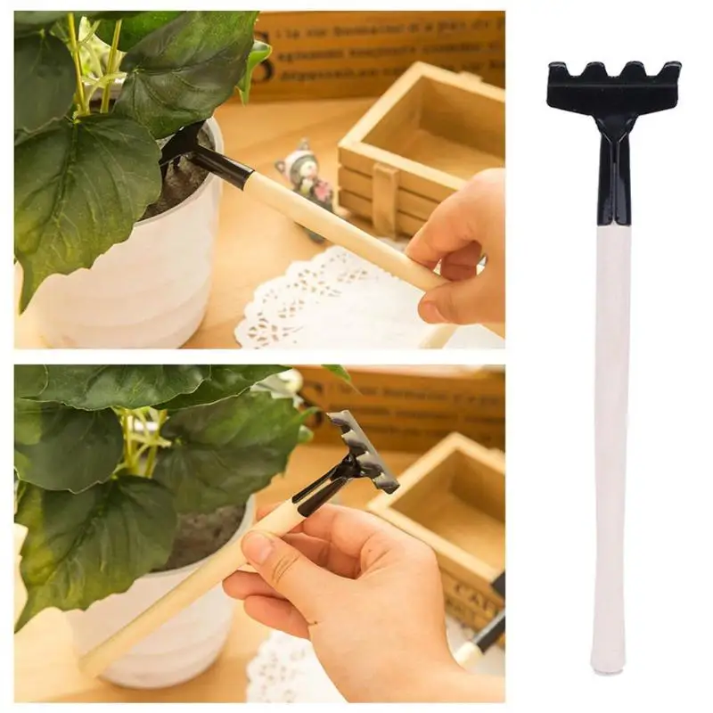 

3 pcs Mini Spade Shovel Harrow Set Gardening Tools Potted Plants Maintenance Suit With Wooden Handle Garden Tool Set