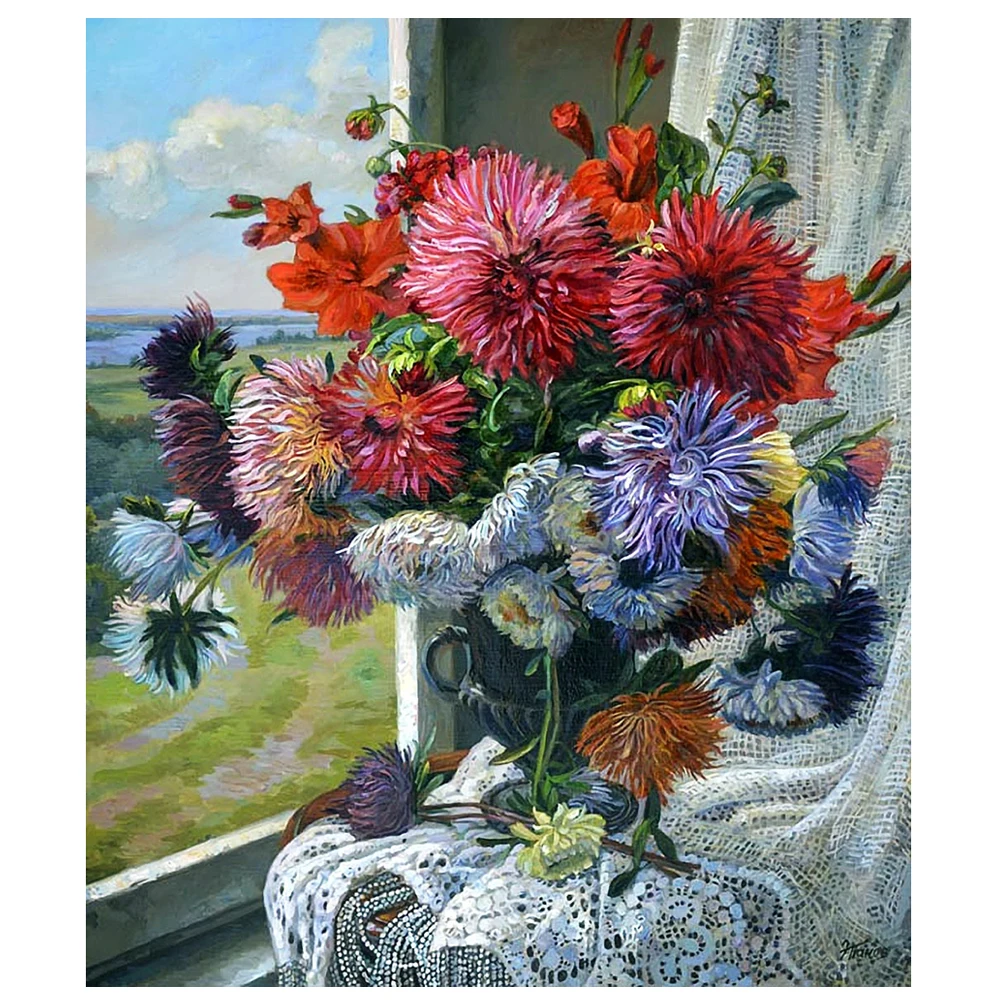 

DIY Diamond Painting bunch Flower scene oil painting Diamond Embroidery flower bunch flower Cross Stitch fulll round Home Decor