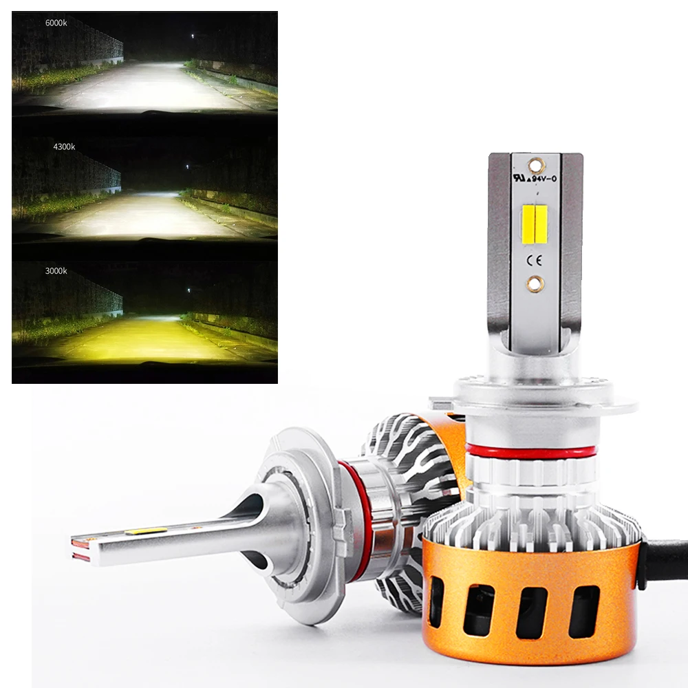

2X Triple 3-Colors 9005 9006 H8 H11 H4 H7 H1 H3 880 881 LED Head Lights White Golden Yellow Warm White