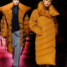 Высококачественное зимнее женское пальто, Новая Модная парка с белым утиным пухом, роскошный европейский длинный толстый пуховик, Женская парка