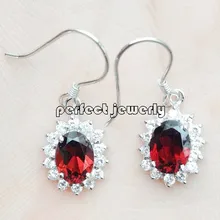 Серьги-капли из натурального граната,, серебро 925 пробы, изысканные красные ювелирные изделия карат* 2 шт, драгоценные камни F911253