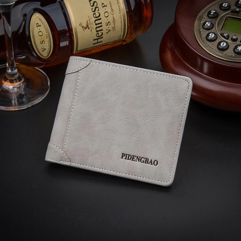 

2018 New Retro Men's Wallet Versatile Check Clip Card Pack Korean Short Youth Student Wallet Scrub