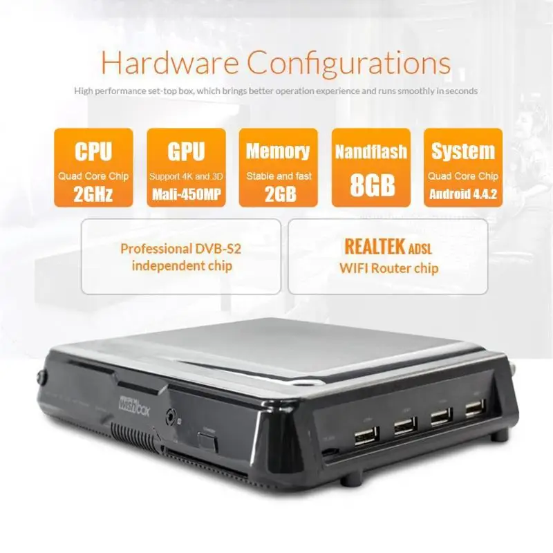 Set Top Box DVB-S2 Decoder Android TV Box 802.11 b/g/n Amlogic S812 2G+8G Media Player 2G DDR3 8GB Nandflash Octa Core 450mp GPU