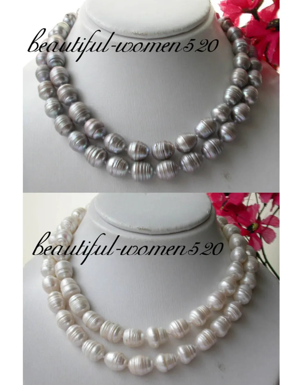 

X0270 HUGE 33" 15mm rice freshwater pearl necklace