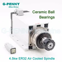 4.5KW ER32 Air cooled square spindle motor with flange 220v/ 380v CNC air cooling for wood working CNC router engraving machine 4.5KW ER32 Air cooled square spindle motor with flange 220v/ 380v CNC air cooling for wood working CNC router engraving machine