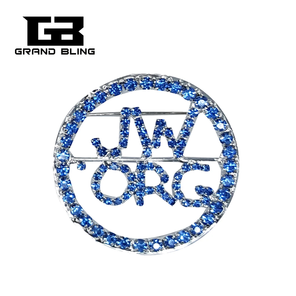 

New Arrival Circle Design "JW.ORG" Lapel Pin in Blue Color Crystal