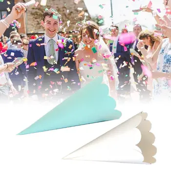 

50pcs Laser Cut Wavy Lace Laying Candy Wedding Party Favors Confetti Cones Paper Cone Decoration Supplies Gifts