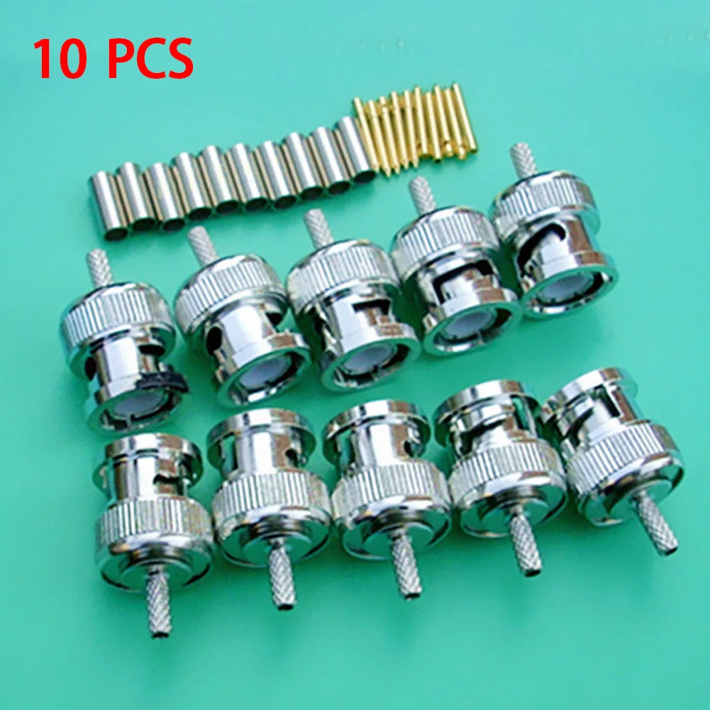 10PCS / Batch BNC Male Crimp Connector for RG174 RG316 RG179 LMR100 Coaxial Cable Brass RF Connector Kit