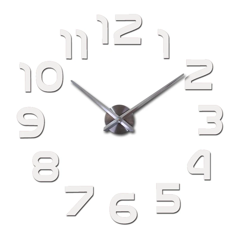 Новинка, настенные часы, часы, абстрактные 3d наклейки s, украшение для дома, гостиной, сделай сам, акриловая зеркальная Настенная Наклейка horloge Brief - Цвет: Белый