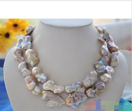 

Free shipping@@@@@ NAUTRAL 2Strands 38mm LAVENDER BAROQUE KESHI REBORN PEARL NECKLACE