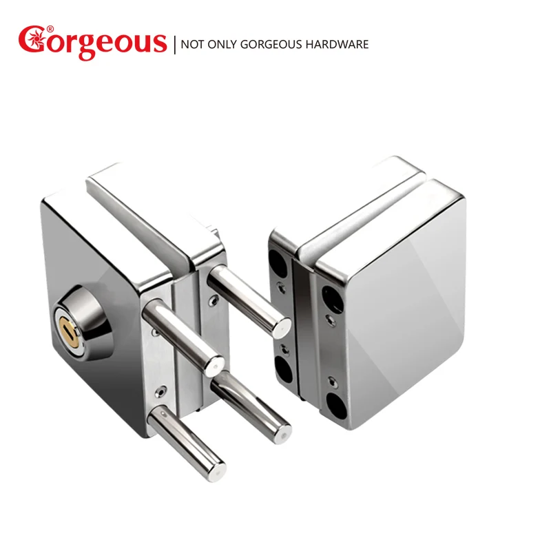 304 stainless steel glass door lock double door double open