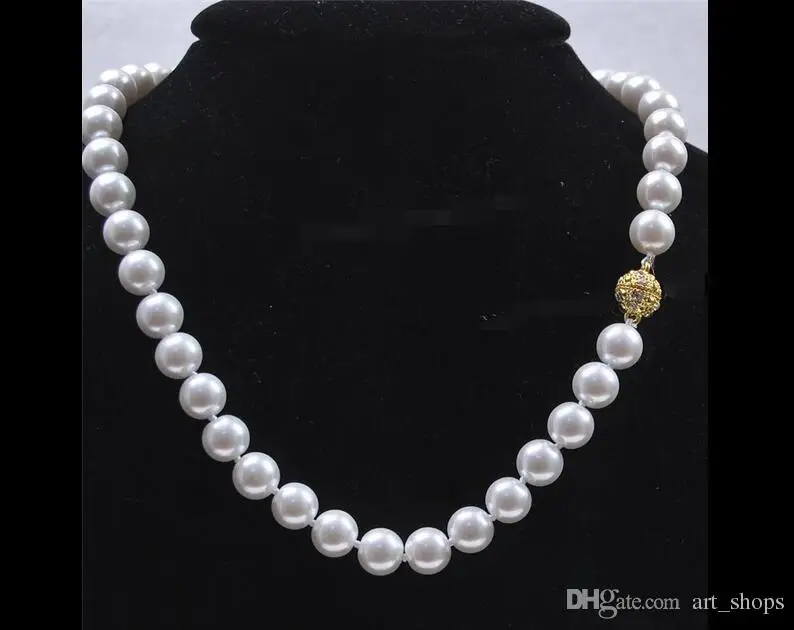FFREE SHIPPING** 10mm White Akoya Shell Pearl Hand Knotted Round Beads Necklace 18&quot AAA+ | Украшения и аксессуары