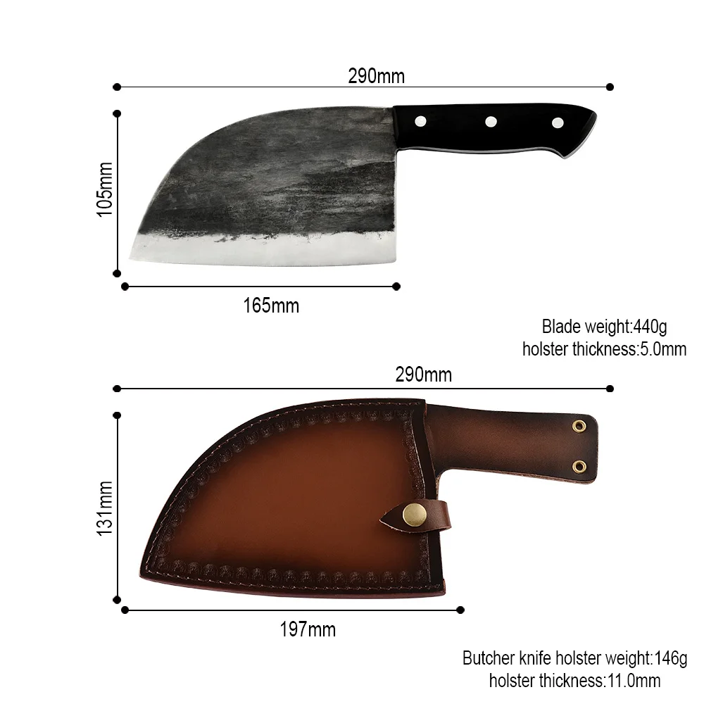 XYj, кованая высокоуглеродистая плакированная сталь, 5 мм, Кливер, нож с деревянной ручкой, мясник, топор-нож, мясо, рыба, кость, индейка, кухонные принадлежности, инструмент - Цвет: C.2pcs set