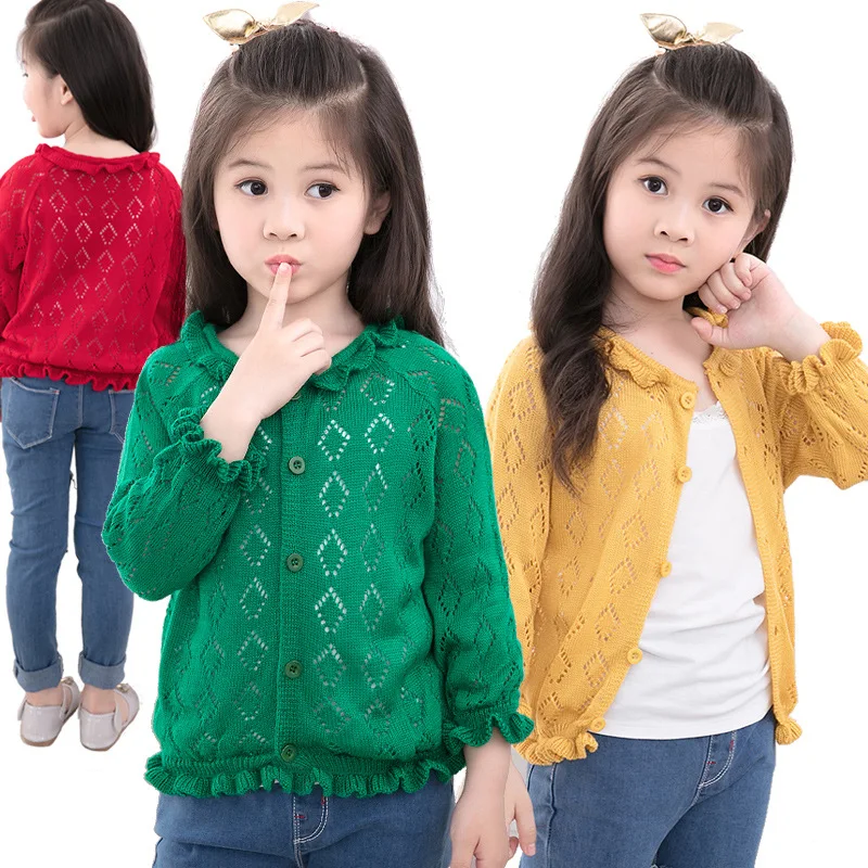 Весенний вязаный свитер для девочек, кардиган, одежда для маленьких девочек, вязаный свитер на пуговицах, кардиган, трикотажное пальто