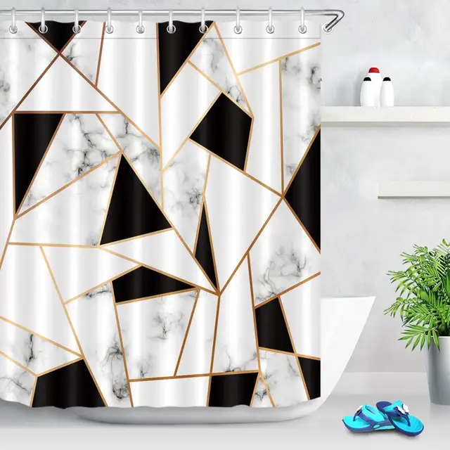 Abstract Stripes Geometric Shower Curtain Modern Bathroom Curtain