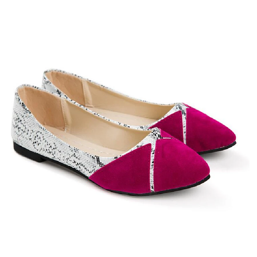 Women New Patchwork Style Pointed Toe Flat Shoes Ladies Elegant Flat ...