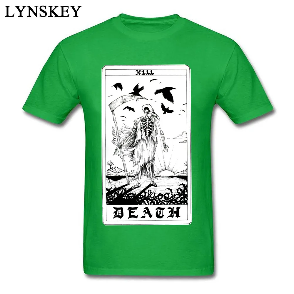 Men Designer Summer Tops Shirts Death Tarot Card Round Neck Summer 100% Cotton T-Shirt Group Short Sleeve Clothing Shirt green