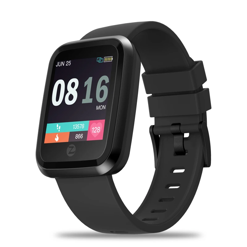 Zeblaze Crystal 2 умные часы IP67 водонепроницаемые носимые устройства монитор сердечного ритма цветной дисплей умные часы для Android/IOS VS Bip - Цвет: Черный