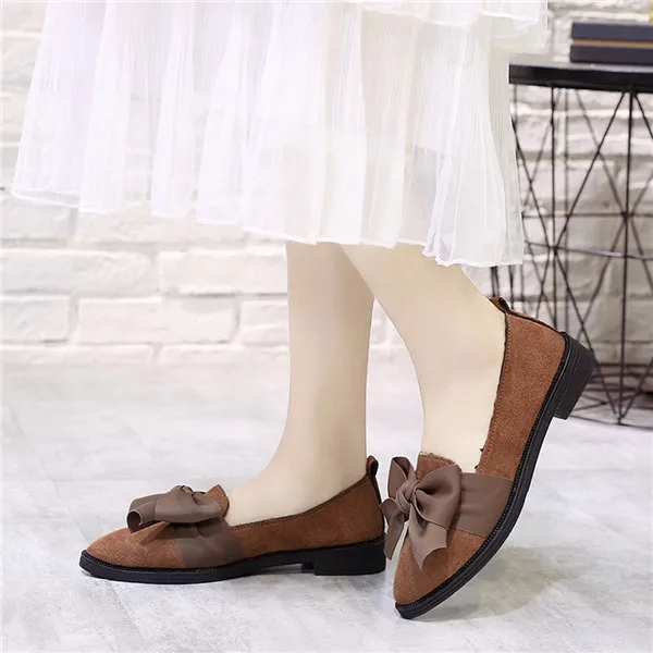SAGACE/женские туфли-лодочки; женские слипоны из флока с острым носком; тонкие туфли на квадратном каблуке; обувь с бантом; Zapatos De Mujer