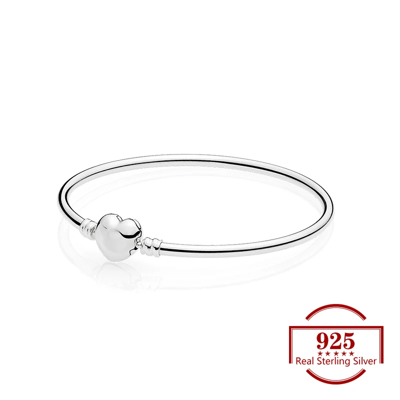 

2019 925 Sterling Silver Heart-shaped Button Bracelets Trendy Jewelry Fit Charm Bracelet for Women Party Lover Wife Gift