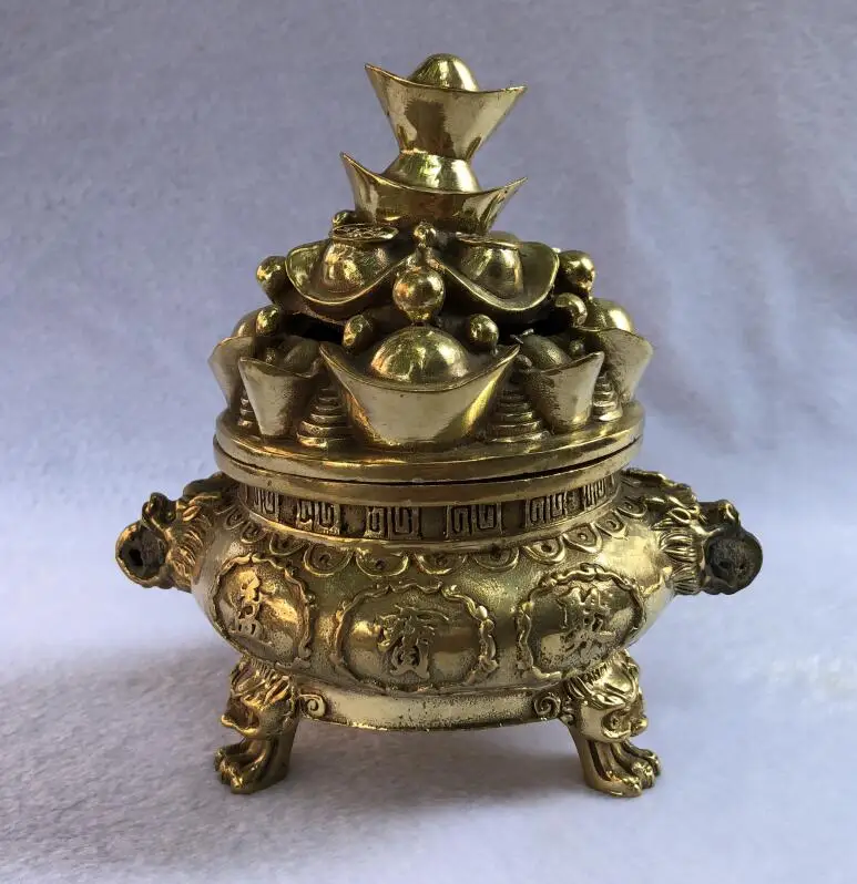 

Copper cornucopia decoration Aobao cornucopia Three-sweet aromatherapy furnace Savings tank Fortune Fu Feng Shui