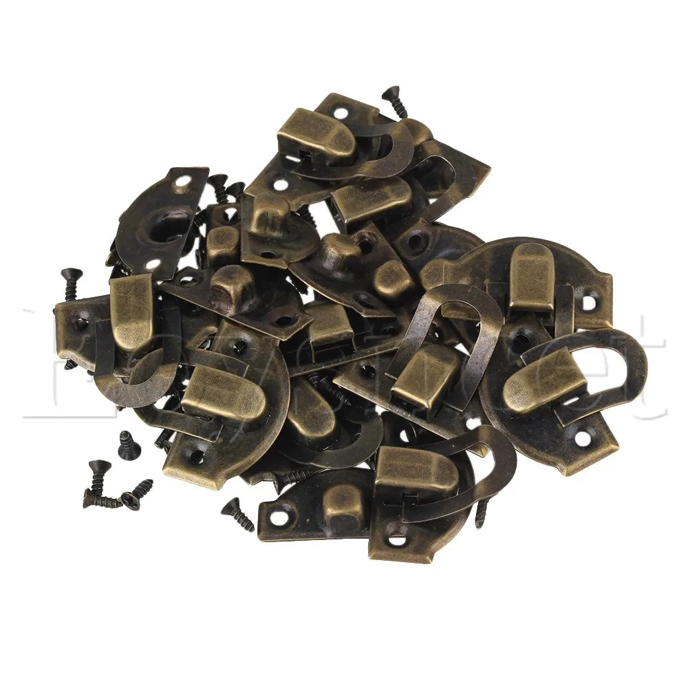 

10PCS Antique Vintage Jewelry Box Mini Hasp Lock Bronze 29x27 MM