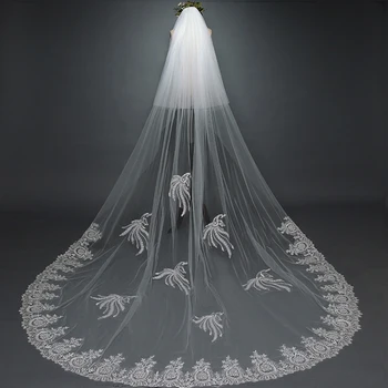 

SALE wedding veil 2019 new white ivory 3.8M 2 layer with comb long wedding veils cheap real photo cathedral lace veils