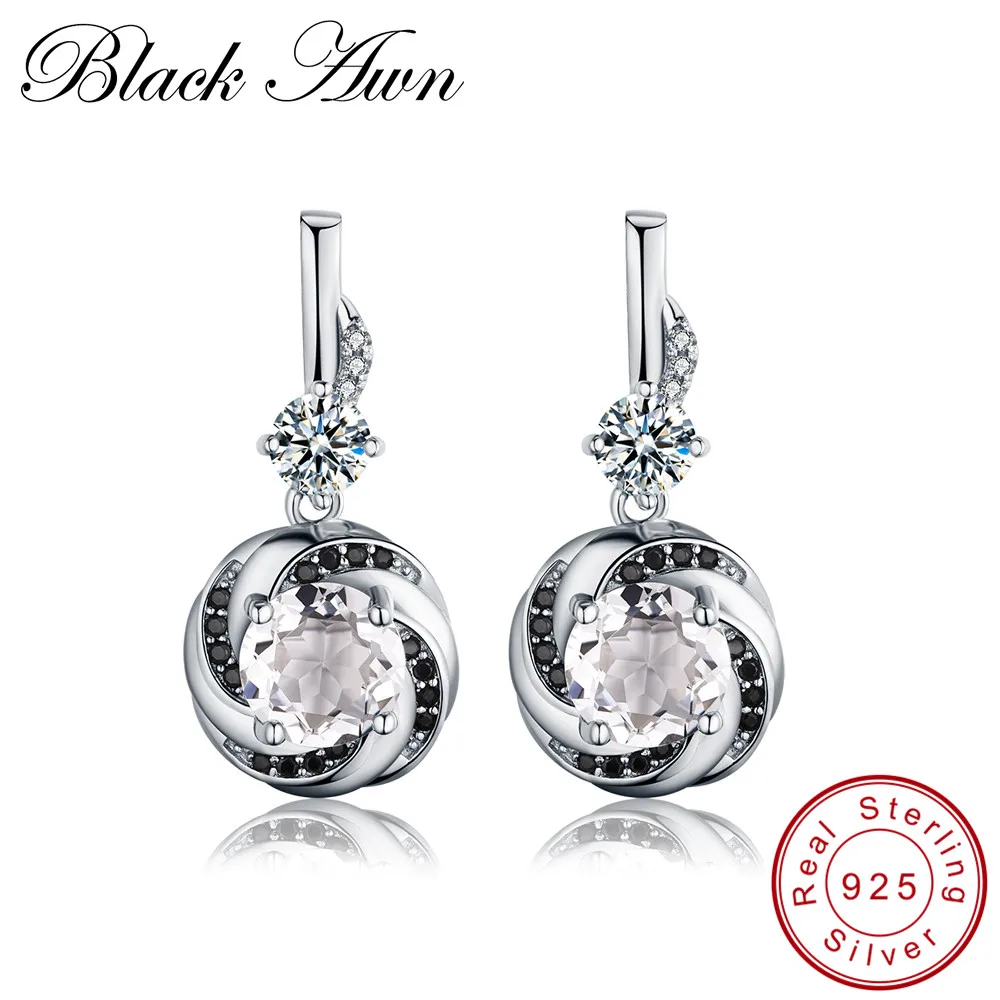 

Black Awn Cute 4.8g 100% 925 Sterling Silver Noble Jewelry Stud Earrings for Women Female Black&White Stone Earring TT159