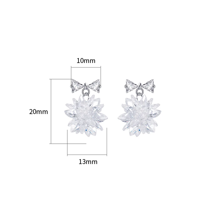 Модные зимние Ледяной цветок свадебные серьги фианит, циркон, Кристалл кисточкой ювелирные изделия с длинными серьгами для женщин Подарки