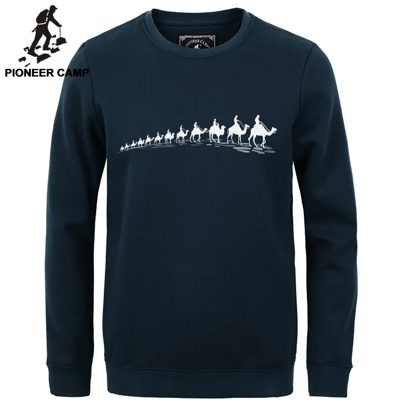 Pioneer Camp nový podzim Zimní móda pánské mikiny příležitostné bavlněné tlusté fleece pánské svetr tepláky pánské mikina crewneck