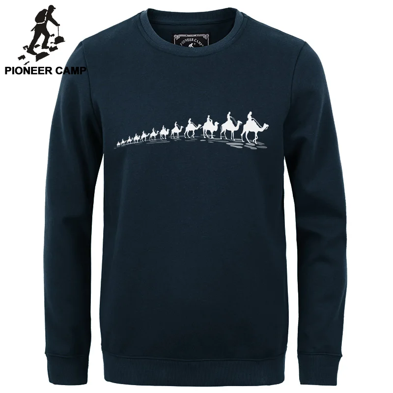 En Ligne Pioneer Camp nouveau automne hiver mode hommes sweats à capuche coton décontracté épaissir polaire mâle pull survêtement hommes col rond sweat