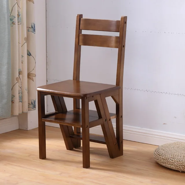 Cheap Household Dining Chair with Backrest Multi-function Foldable Solid Wood Stool Dual Purpose Wooden Ladder Kitchen Step Stool Cheap Household Dining Chair with Backrest Multi-function Foldable Solid Wood Stool Dual Purpose Wooden Ladder Kitchen Step Stool