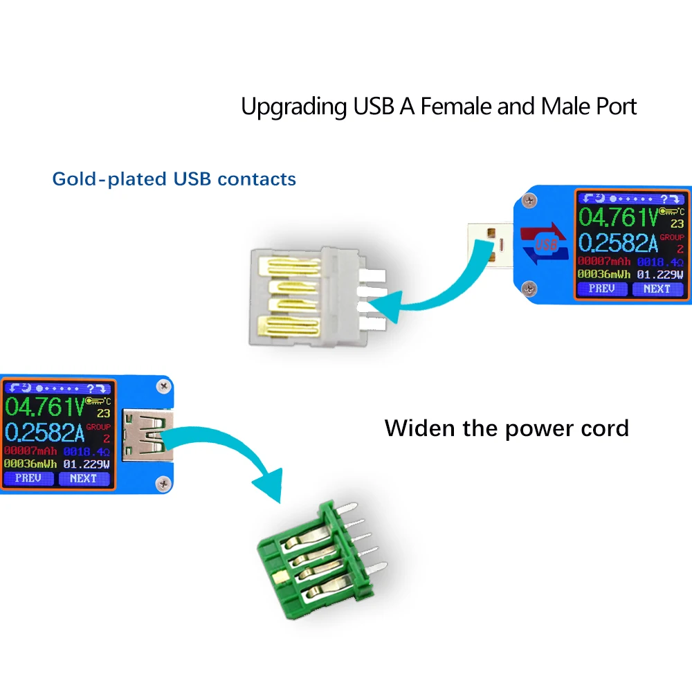 RD UM25USB 2,0 ЖК-измеритель напряжения тока цифровой вольтметр Амперметр usb тестер кабель для зарядки батареи измерение сопротивления