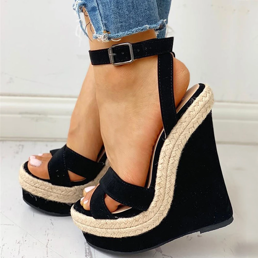

INS brand sexy Ankle-strap Leisure Wedges sandals Women Shoes 2019 Summer Elegant Party Platform High Heels Shoes Woman