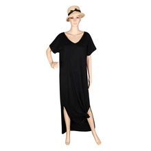 Women Dresses Fashion Summer Boho Beach Dresses Split Short Sleeve Casual Dress Elegant Maxi Dress Vestido