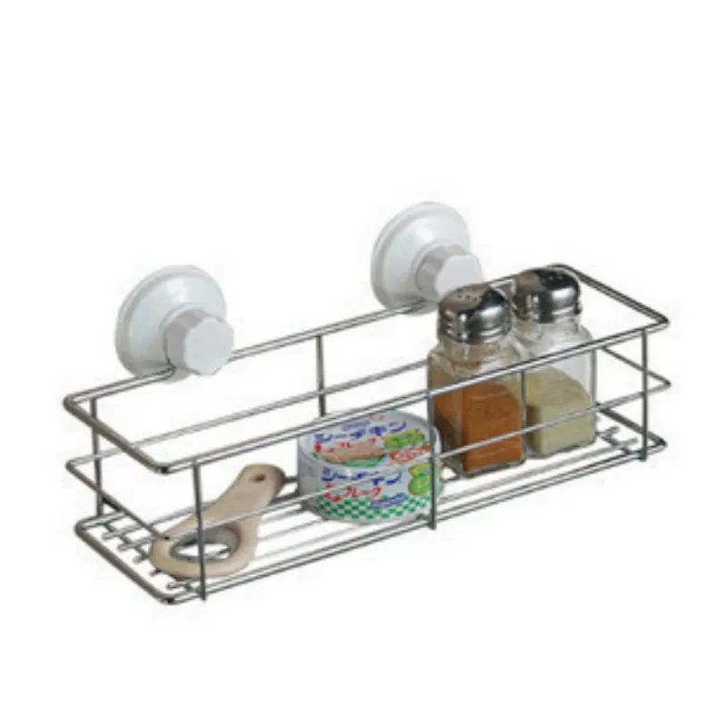 strong suction cup rectangle bathroom metal basket shelf corner bracket