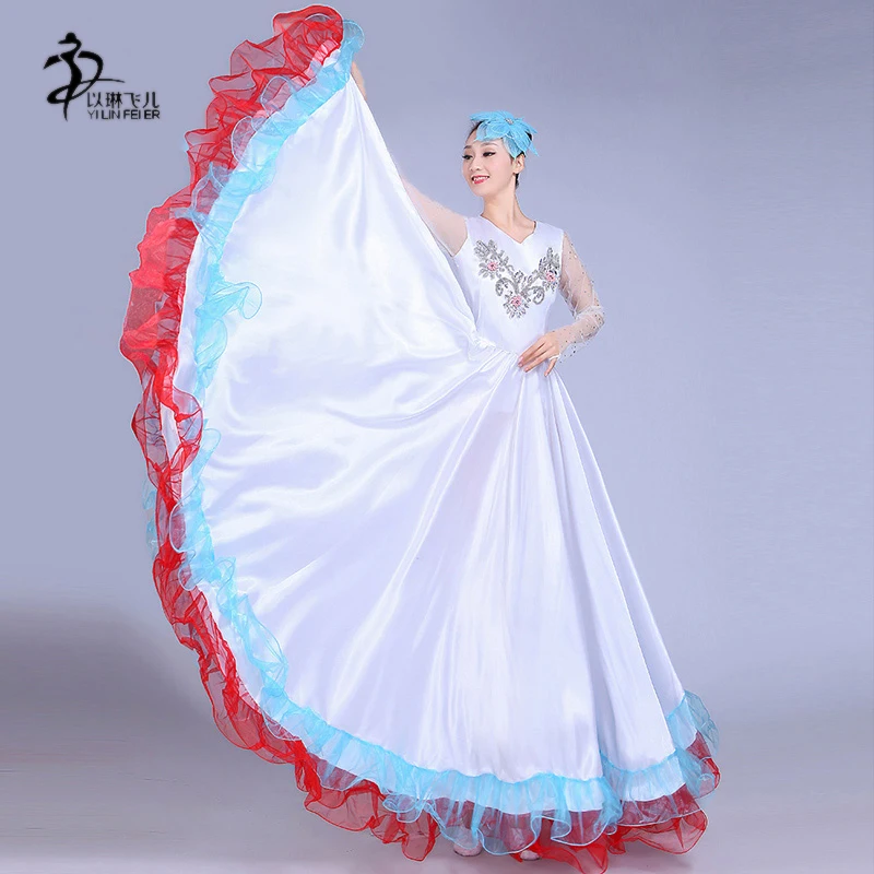 

Adults Spanish Flamenco Stage Performance Costumes Women Flamenco 540 Degrees Skirts