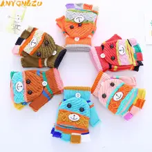 12 пара/лот Anyongzu зимние детские толстые перчатки с мультяшным медведем Детские милые полупальчиковые двойного назначения хлопковые детские варежки