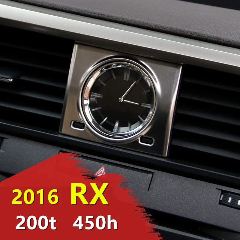 

Middle Control Car Stone Clock Table Frame Trim Sticker Stainless Steel Styling Interior Accessories For Lexus RX200t 450h 2016