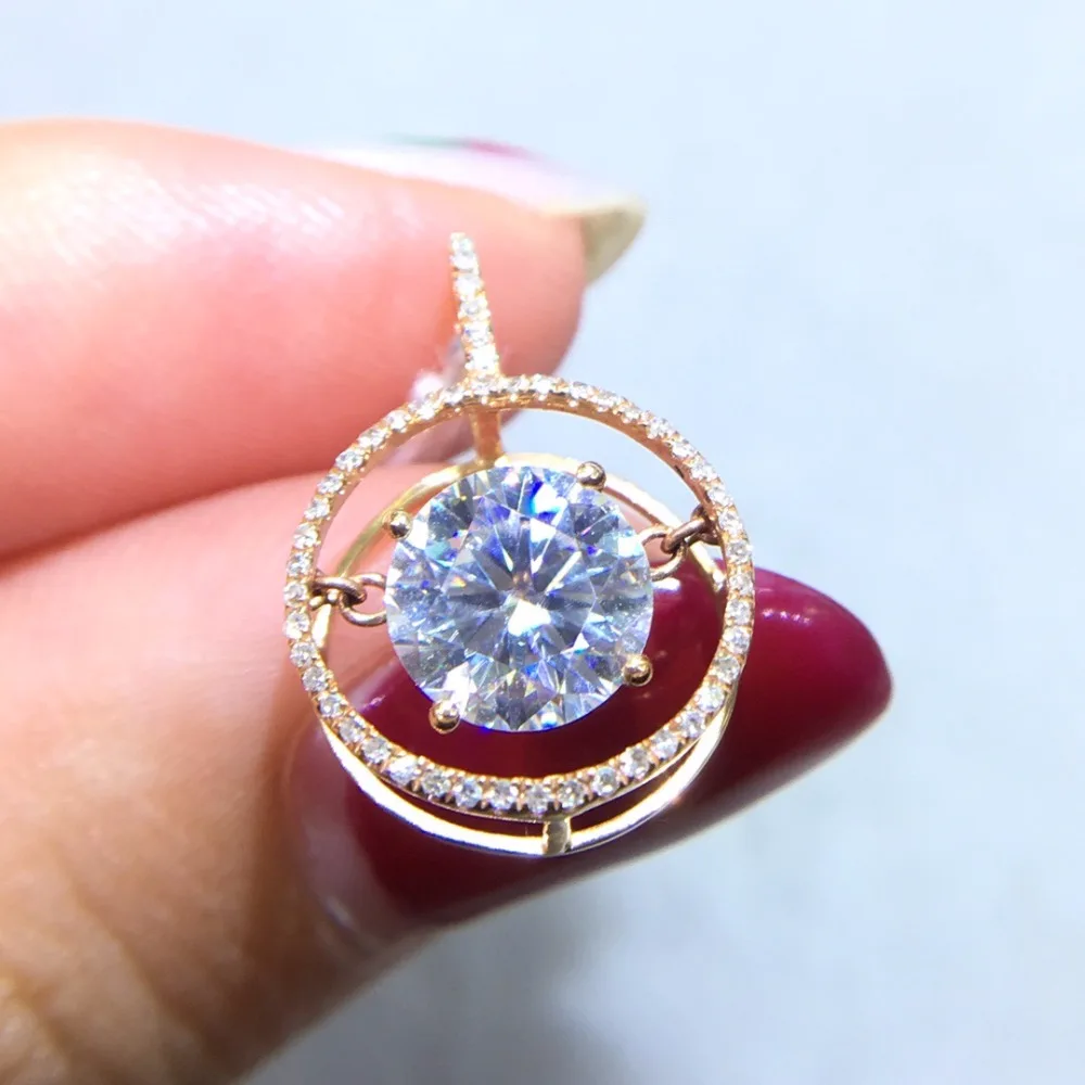 

Fine Jewelry Real 18K Gold AU750 G18K 1ct Moissanite Diamond Pendant Gemstone Necklaces for Women