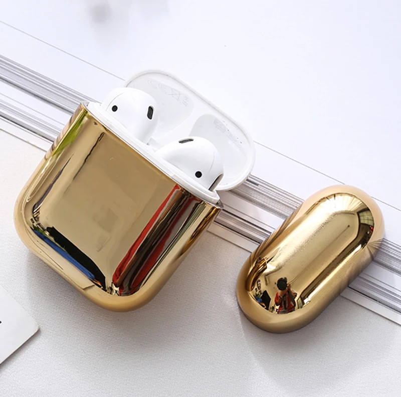 Для Airpods 1 для AirPods 2 металлический наушник чехол жесткий корпус ПК роскошные глянцевые Чехлы для Air Pods 1 Защитная зарядная коробка