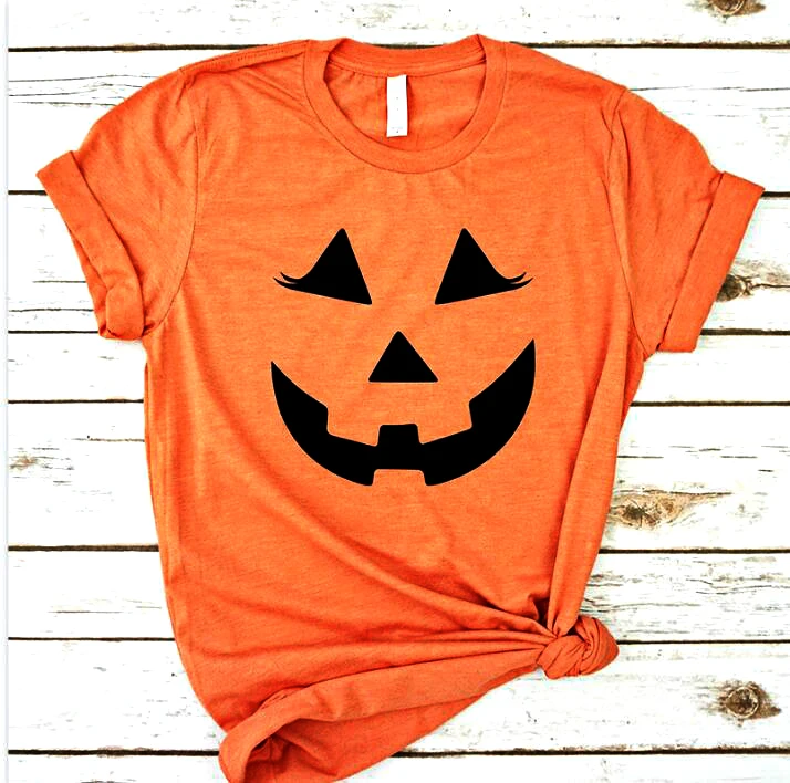 

Halloween Pumpkin Women Fashion tshirt Grunge Tumblr Art Party T-shirt Cotton Summer Kawaii Graphic Tops Holiday Gift Art Shirt