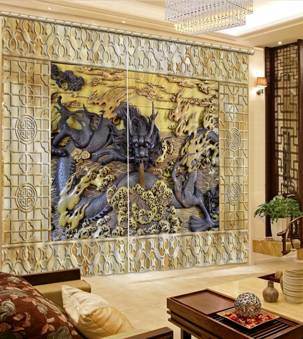 

NoEnName_Null 3D Printing Curtains Lifelike HD 3D Visual Enjoyment Curtains Bedroom Living Room Sunshade Window Curtain CL-D058