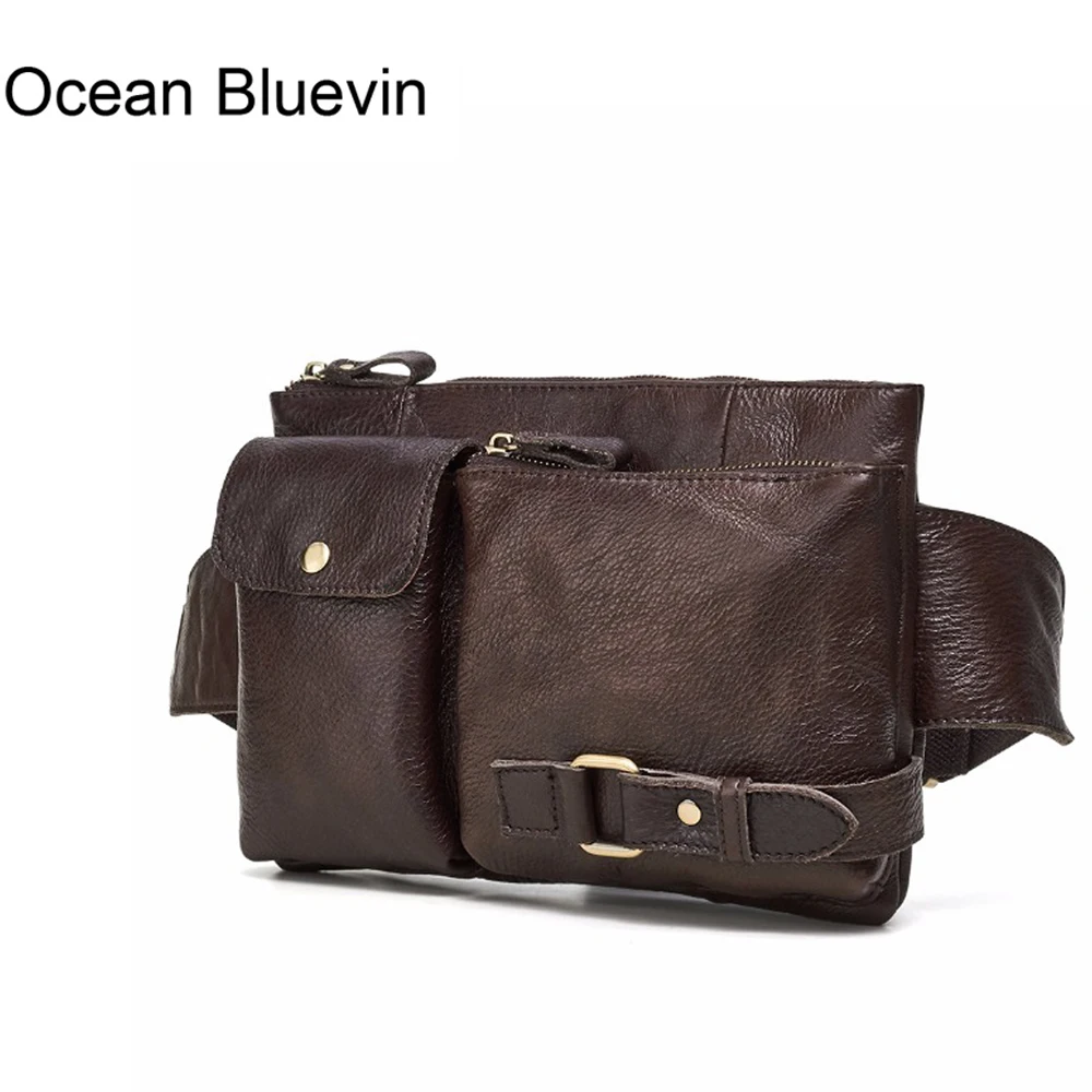 Океан bluevin новые туфли из натуральной кожи Для мужчин сумка Винтаж Для мужчин талии кожаная сумка поясная сумка-кошелек на пояс деньги