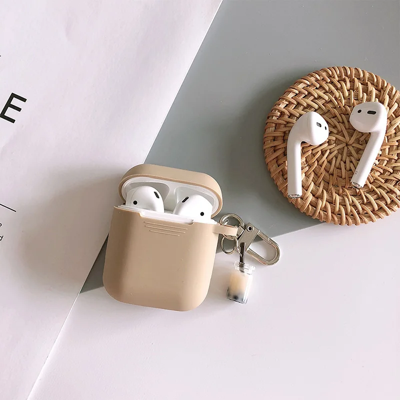 Милые корейские Беспроводные наушники с декором «молочный чай», силиконовый чехол для Apple, аксессуары для airpods, гарнитура, защитная крышка, брелок для ключей