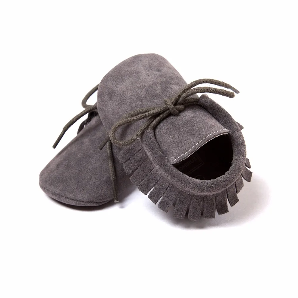 Детские замшевые кожаная мягкая подошва обувь для девочек и мальчиков кроссовки Мокасины младенческие первые ходунки бахрома