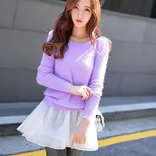 Original New 2016 Brand Autumn and Winter Loose Fashion Light Purple Pullovers and Sweaters Women Plus Size Wholesale